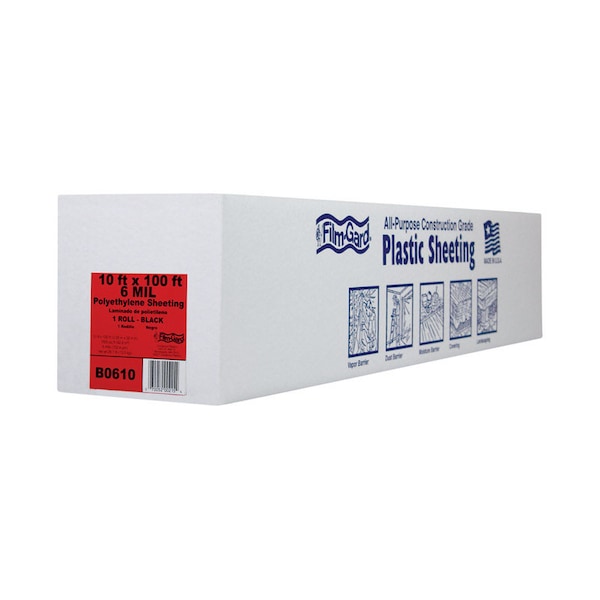 Film-Gard Film-Gard Plastic Sheeting 6 mil X 10 ft. W X 100 ft. L Polyethylene Black 1 pk 626031 - main
